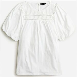 J.Crew Lace-trim Puff-sleeve T-shirt in white